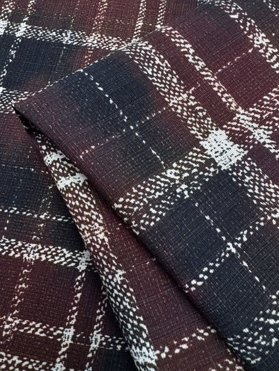 Rustic Check linen blend fabric