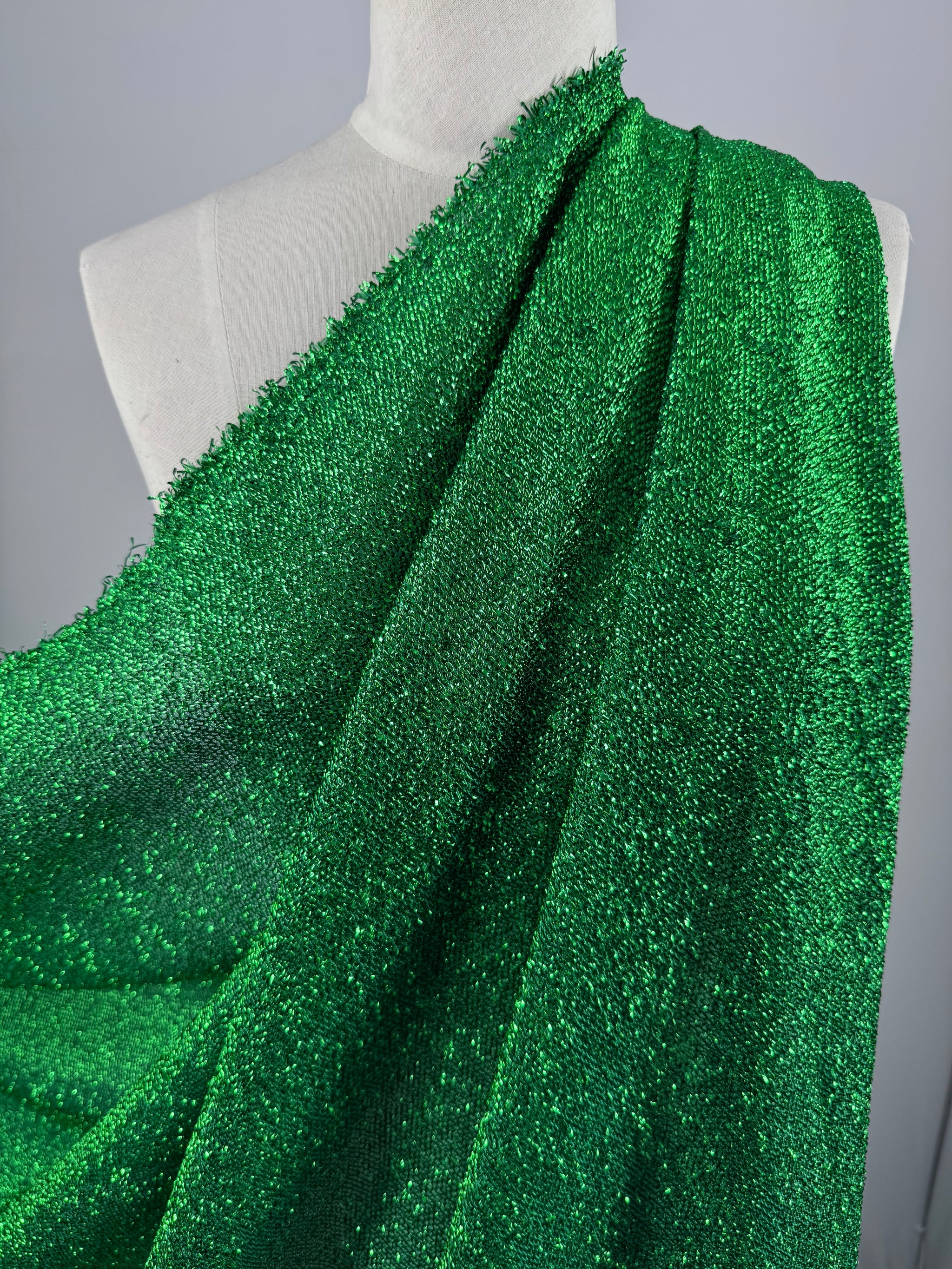 Lurex Stretch Knit - Green Sparkle - 155cm