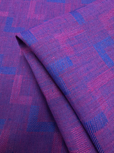 100% Pure Linen Jaquard - Purple Geo - 145Cm