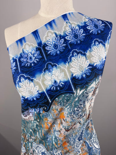 Designer Printed Lycra - Azure Mosaic - 145cm