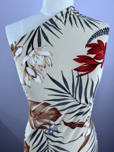 Printed Lycra - Rust Magnolia - 144cm