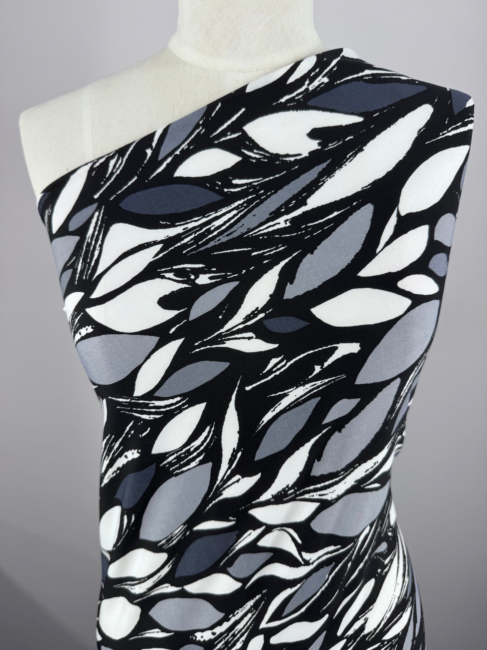 Designer Printed Lycra - Ink Petals - 150cm
