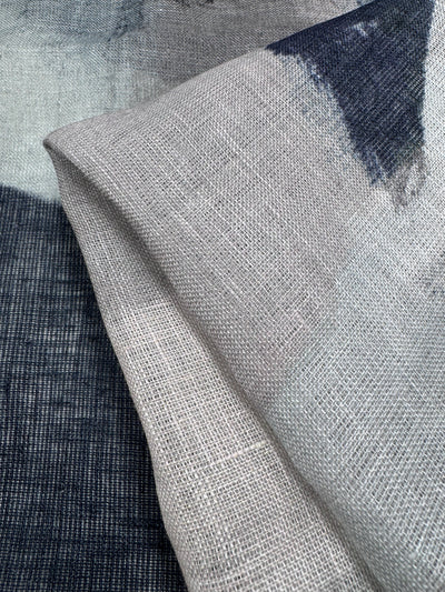 Coastal abstract print pure linen gauze, light airy Italian linen