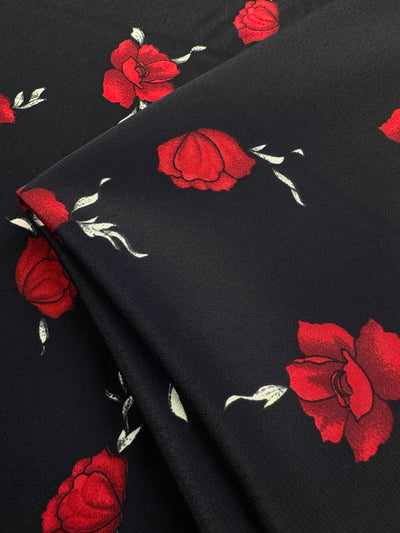 Printed Crepe - Red Rose - 115cm