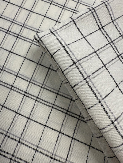 Stretch Linen - Mono Mini Check - 130cm