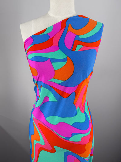 Printed Lycra - Retro Wave - 150cm